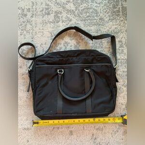 COACH Men's Trimmed 2WAY Shoulder Bag Black Twill Fabric Leather